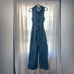 NWT Universal Thread Blue Denim Jumpsuit with Belted Waist